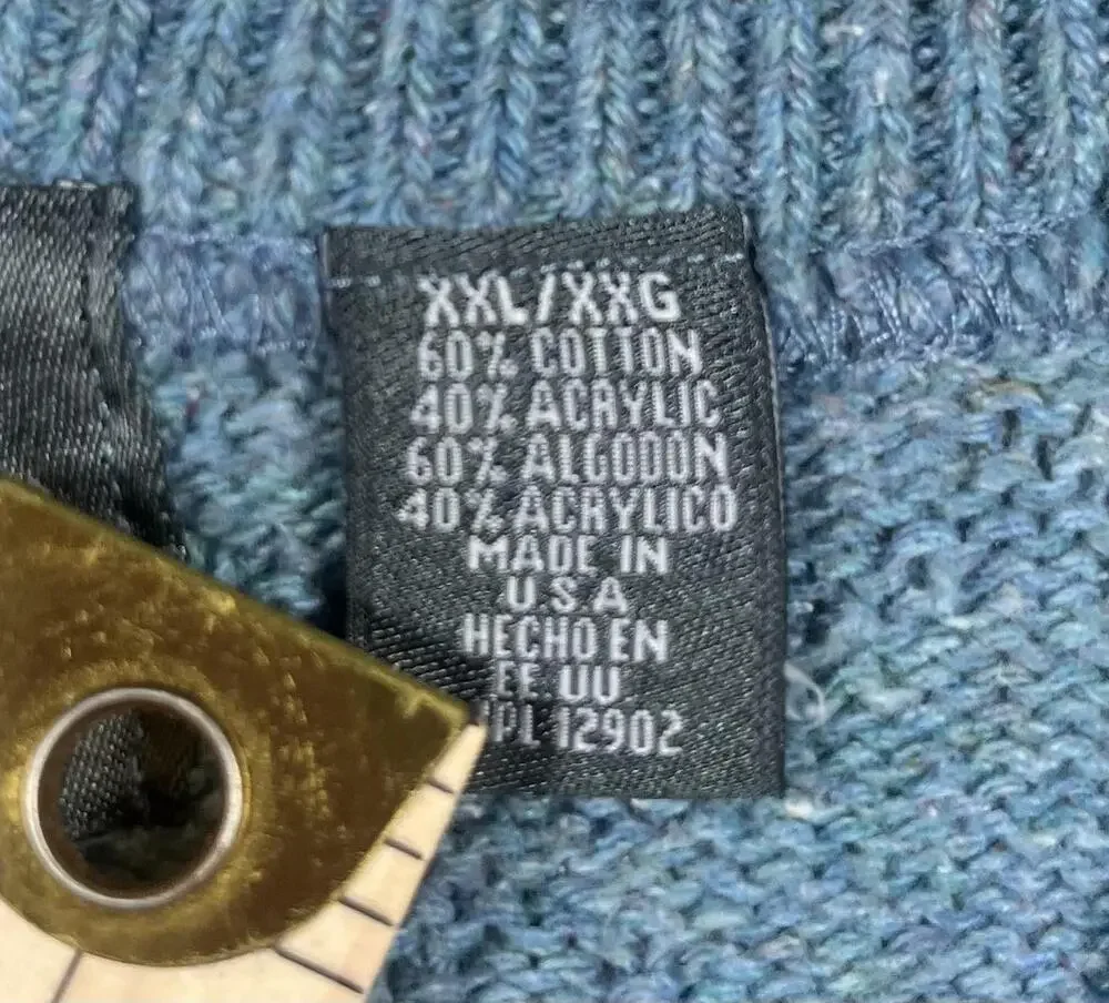 Vintage Haggar Sweater Mens 2XL Blue V Neck Golf Argyle Pullover Made USA 90s